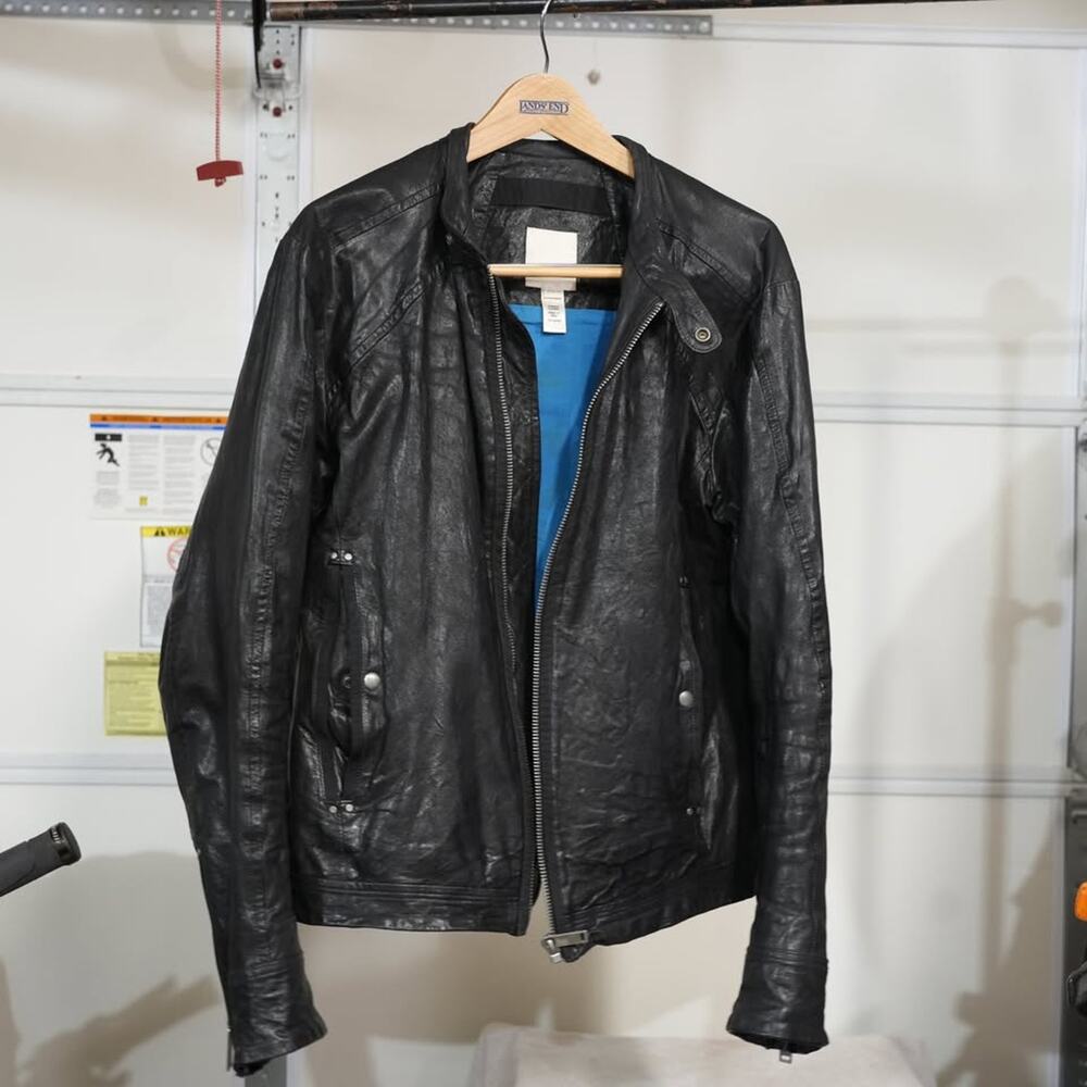 Vintage Diesel Black Leather Biker Moto Jacket Women's XL